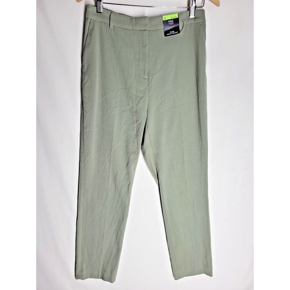 NWT M&S Collection Women's Pant Size UK12 US 8 Green Slim Ankle Grazer High Rise